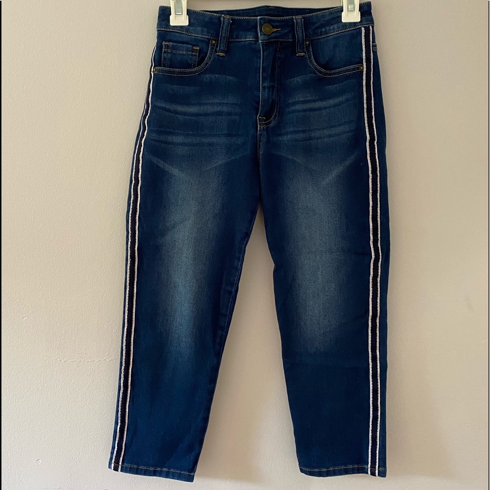 Navy Jeans with Stripe on Sides
